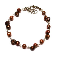 Load image into Gallery viewer, Armband kupfer braun Perlen Glasperlen Edelstahl Damen Glitzer Schmuck verstellbar
