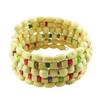 Load image into Gallery viewer, Holzarmreif natur bunt Armreif Holzarmband Armband Holz Spirale auf Draht Damen Holzperlen
