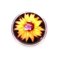 Cargar imagen en el visor de la galería, Chunks Buttons Druckknöpfe Click Button für Lederarmband Chunk Edelstahl rund Armband Sonnenblume
