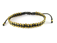 Cargar imagen en el visor de la galería, Designer Armbänder schwarz Messing Beads außen Brass Armband Baumwolle gewachst Unisex
