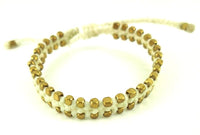 Cargar imagen en el visor de la galería, Designer Armbänder weiß Messing Beads außen Brass Armband Baumwolle gewachst Unisex
