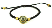 Cargar imagen en el visor de la galería, Designer Armbänder Brass Kugel braun Messing Armband Baumwolle gewachst Unisex
