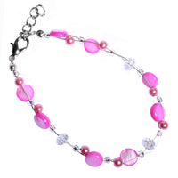 Load image into Gallery viewer, Glitzer Perlmutt Armband pink Perlen Scheiben rund Karabiner nickelfrei 18cm-20cm
