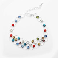 Load image into Gallery viewer, Glitzer Zirkonia Armband bunt Mitte dreilagig Brass Silber verstellbar Damen Armbänder
