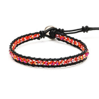 Load image into Gallery viewer, Glitzer Lederarmbänder Glaskristall Perlen facettiert bunt Armband Leder verstellbar unisex
