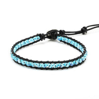 Load image into Gallery viewer, Glitzer Lederarmbänder Glaskristall Perlen facettiert bunt Armband Leder verstellbar unisex
