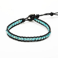 Load image into Gallery viewer, Glitzer Lederarmbänder Glaskristall Perlen facettiert bunt Armband Leder verstellbar unisex
