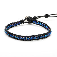 Load image into Gallery viewer, Glitzer Lederarmbänder Glaskristall Perlen facettiert bunt Armband Leder verstellbar unisex
