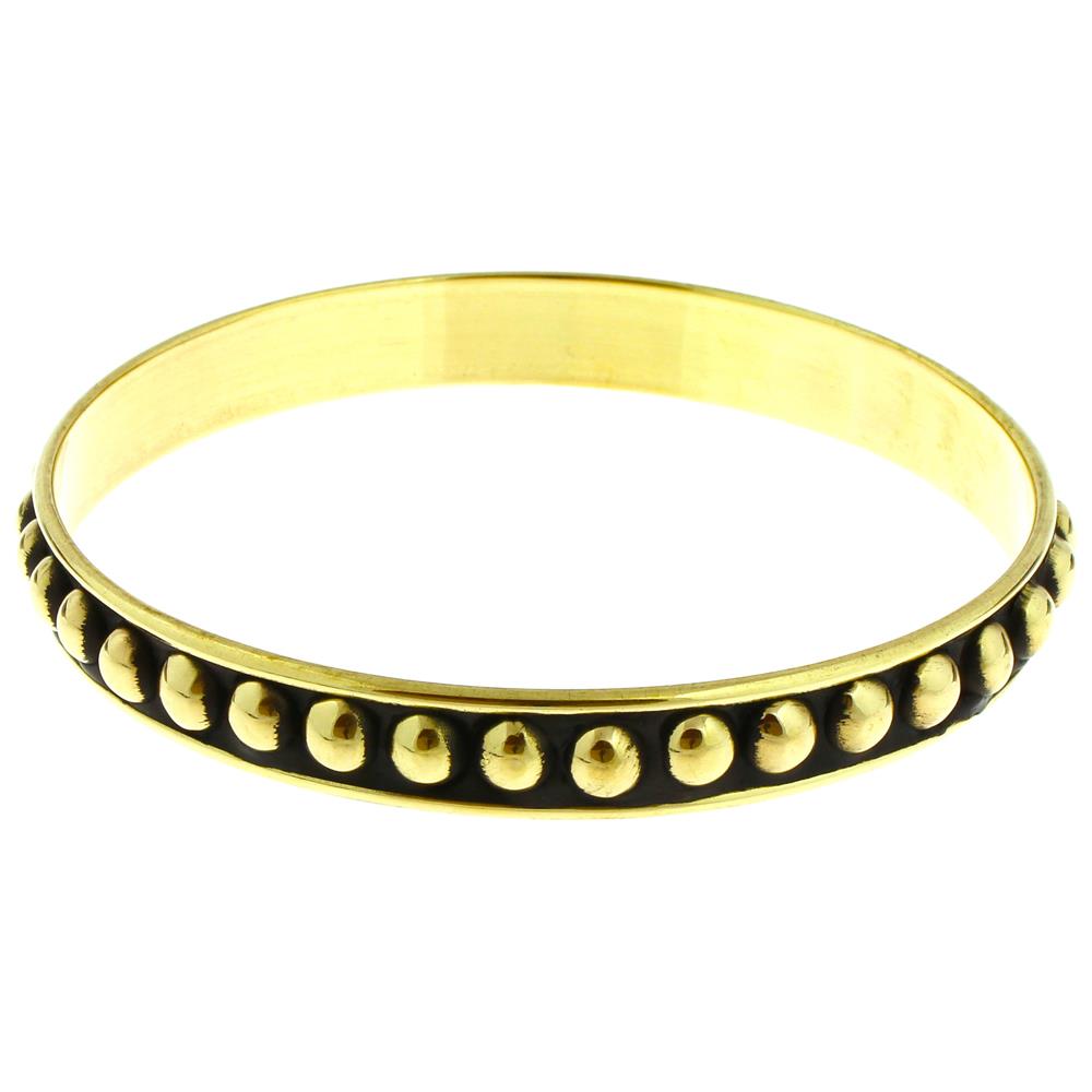 Messing Brass Armreif golden schwarz breit Halbkugeln nickelfrei 68 mm antik Tribal Schmuck