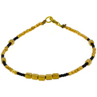 Cargar imagen en el visor de la galería, Messing Armband Rechtecke golden eckig schwarz nickelfrei Perlen antik Tribal 23,5 cm Karabiner
