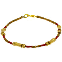 Cargar imagen en el visor de la galería, Messing Armband Zylinder konkav braun Perlen golden nickelfrei antik Tribal 22 cm Karabiner
