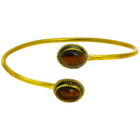 Cargar imagen en el visor de la galería, Messing Oberarmreif Armreif golden Tigerauge oval Seil nickelfrei verstellbar antik Tribal Oberarm
