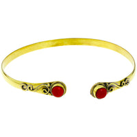 Cargar imagen en el visor de la galería, Messing Oberarmreif Armreif golden Jaspis rund Zopf acht nickelfrei verstellbar antik Tribal Oberarm
