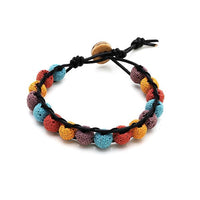 Load image into Gallery viewer, Lava Stein Lederarmbänder Perlen gelb rot blau lila porös Holz Armband Leder verstellbar
