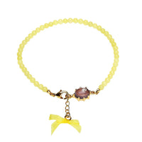 Load image into Gallery viewer, vergoldet Kupfer Armband Schleife gelb 18 karat oval Stein Perlen nickelfrei Karabiner verstellbar
