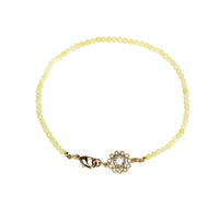 Load image into Gallery viewer, vergoldet Kupfer Armband Blume gelb 18 karat Kristall Stein Perlen nickelfrei Karabiner ca. 17,5 cm
