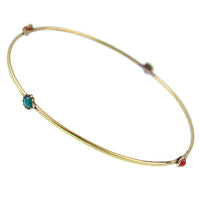 Load image into Gallery viewer, Messing Tribal Armreif golden Steine rot türkis Blumen Seil dünn nickelfrei antik Brass
