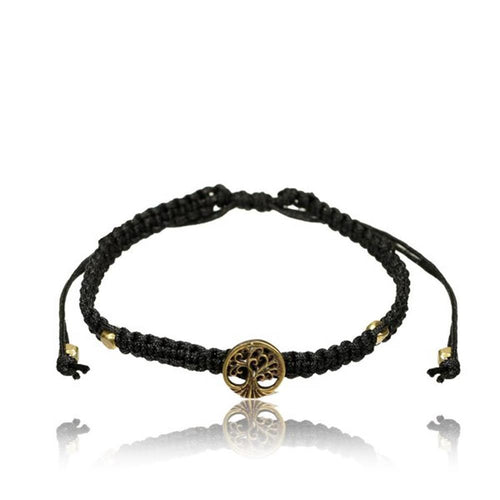 Armband Nylon verstellbar schwarz Messing Buttons antik golden Motive