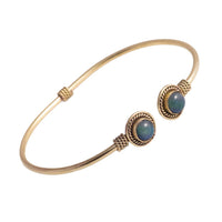 Cargar imagen en el visor de la galería, Messing Brass Armreif golden oval Seilmuster Labradorit nickelfrei verstellbar antik Tribal
