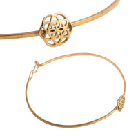 Load image into Gallery viewer, Messing Armreif antik golden Unendlichkeit Symbol Blume des Lebens Armschmuck
