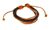 Load image into Gallery viewer, Leder Armband schwarz braun Schnüre verstellbar
