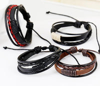 Load image into Gallery viewer, Leder Armband mehrreihig geflochten umwickelt verstellbar
