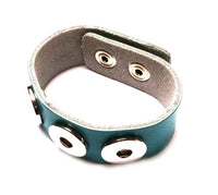 Load image into Gallery viewer, Lederarmband mit Buttons für Chunks Leder Armband Unisex Schmuck Druckknöpfe Armbänder türkis
