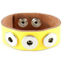 Load image into Gallery viewer, Lederarmband mit Buttons für Chunks Leder Armband Unisex Schmuck Druckknöpfe Armbänder gelb
