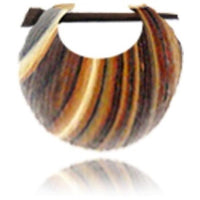 Load image into Gallery viewer, Holz Pin-Ohrringe gestreift braun schwarz Holz Creolen 10 mm unisex
