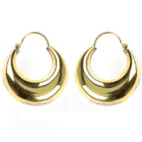 Load image into Gallery viewer, Ohrringe 17 mm Creolen Sichel dick glänzend Messing antik golden Tribal nickelfrei Piercing Schmuck
