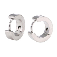 Load image into Gallery viewer, Edelstahl Creolen Ohrring silberfarben mit Stab schlicht 4mmKlippverschluss
