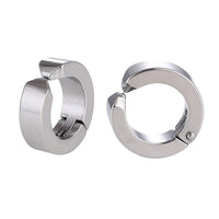 Cargar imagen en el visor de la galería, Edelstahl Creolen Ohrring Klippverschluss schlicht silberfarben
