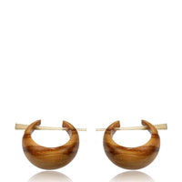 Load image into Gallery viewer, Holz Pin Creolen Olivenholz Horn-Pin hell gemasert handgefertigt
