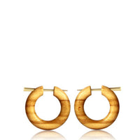 Load image into Gallery viewer, Holz Pin Creolen Olivenholz Horn-Pin hell gemasert handgefertigt
