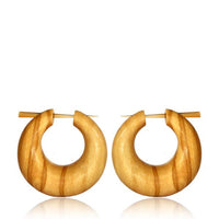 Load image into Gallery viewer, Holz Pin Creolen Olivenholz Horn-Pin hell gemasert handgefertigt
