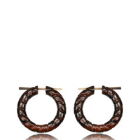 Load image into Gallery viewer, Holz Pin Creolen Narraholz Horn-Pin dunkelbraun gemasert handgefertigt groß
