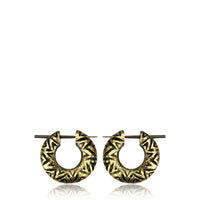 Load image into Gallery viewer, Holz Pin Creolen Narraholz Horn-Pin silbern golden bemalt handgefertigt
