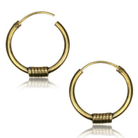 Load image into Gallery viewer, Brass Ohrringe Creolen antik golden Hoops zwei Größen
