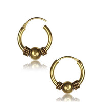 Load image into Gallery viewer, Brass Ohrringe Creolen antik golden Hoops zwei Größen

