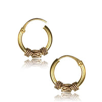 Load image into Gallery viewer, Brass Ohrringe Creolen antik golden Hoops zwei Größen
