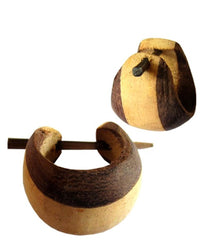 Load image into Gallery viewer, Holzcreolen Pin-Ohrringe Pin-Creolen Kokosholz Harz Damen Schmuck Dunkel Hell
