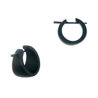 Load image into Gallery viewer, Holzcreolen, dunkelbraune Holzcreolen, handgeschnitzt aus dunkelbraunem Sonoholz, 16mm, Pin-Ohrringe
