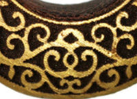 Load image into Gallery viewer, Holz Pin Creolen 30mm Ohrringe gold bemalt dunkel
