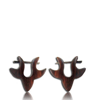 Load image into Gallery viewer, Ohrringe Narraholz Holz Creolen Horn Pin Stick Hirsch
