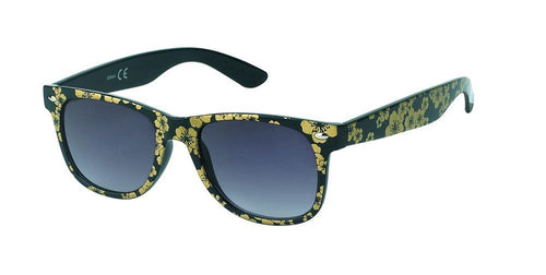 Sonnenbrille Damen schmal 400 UV Nerd Blumen  getönt Gänseblümchen golden