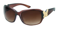 Load image into Gallery viewer, The Sonnenbrille Damen Glamour getönt 400UV Schmetterlinge Bügel oval groß features large oval lenses with 400UV protection, gold butterfly detail on the temples, and thick, glossy frames for an elegant look.
