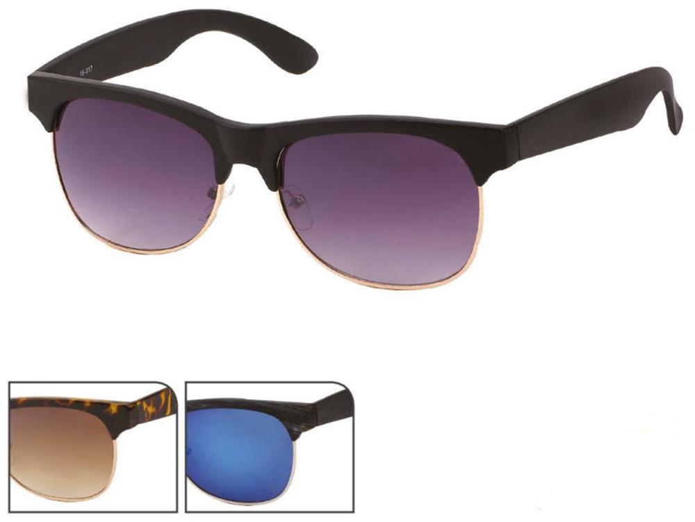 Sonnenbrille Metall 400 UV breite Bügel Gläser trapezförmig