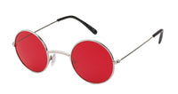 Cargar imagen en el visor de la galería, Sonnenbrille Round Lennon-Style 400 UV Metall getönt langer Steg rot rosa lila
