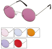 Cargar imagen en el visor de la galería, Sonnenbrille Round Lennon-Style 400 UV Metall getönt langer Steg rot rosa lila
