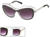 Load image into Gallery viewer, Sonnenbrille Damen wellige besondere Form 400 UV Metallbügel lila getönt
